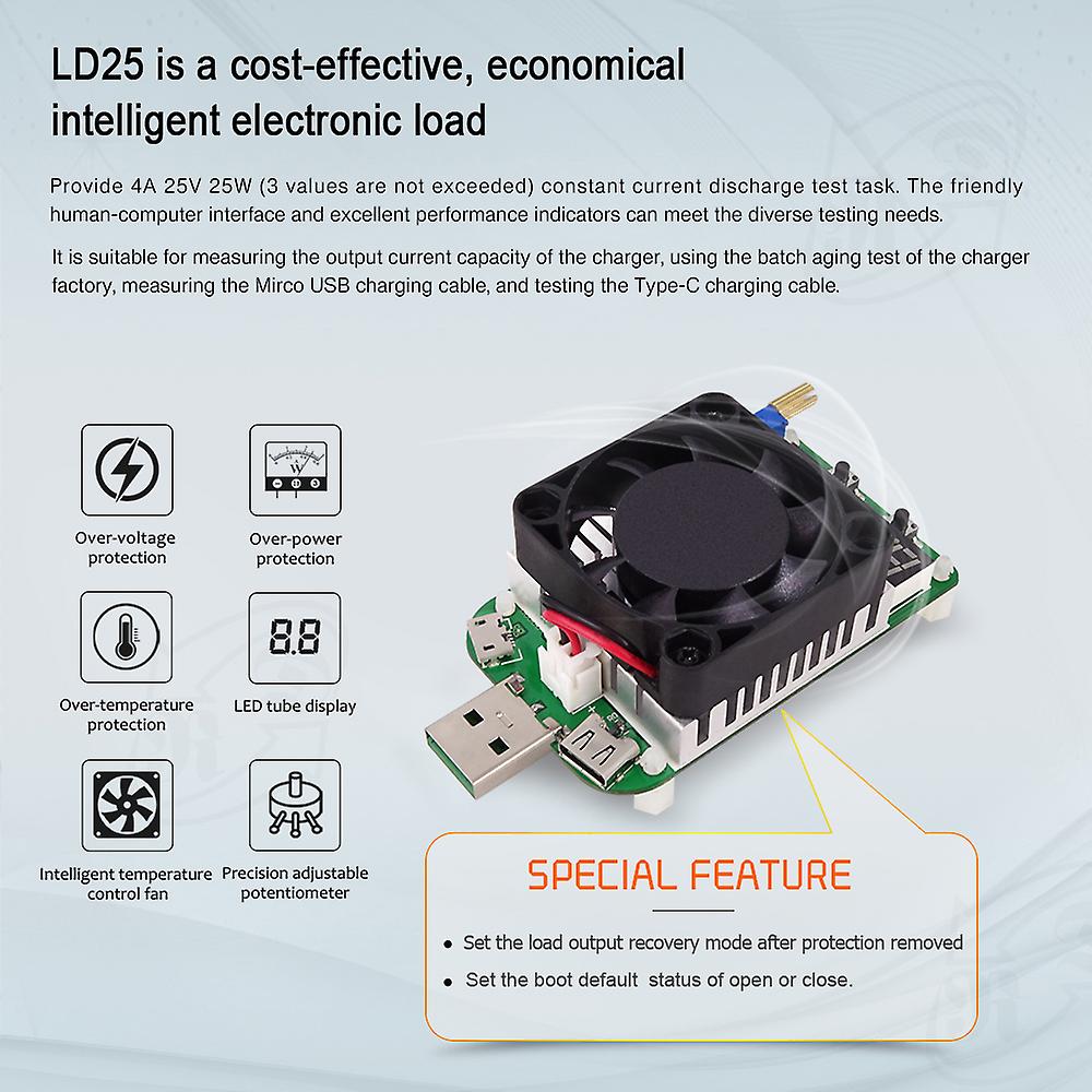 Ld35 Usb Intelligent Protection Adjustable Constant-current Electronic Load Voltmeter Aging Amplifier Resistance