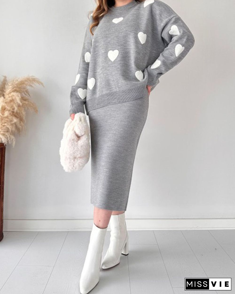 Love knitted skirt two-piece set