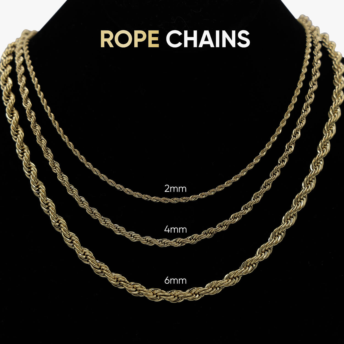 Rope Chain in White Gold- 6mm