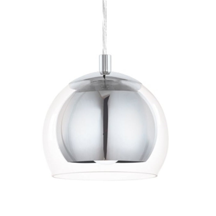 Eglo 94593 Rocamar Polished Chrome & Clear Glass Dome Shades Modern 3 Lamp Bar Pendant