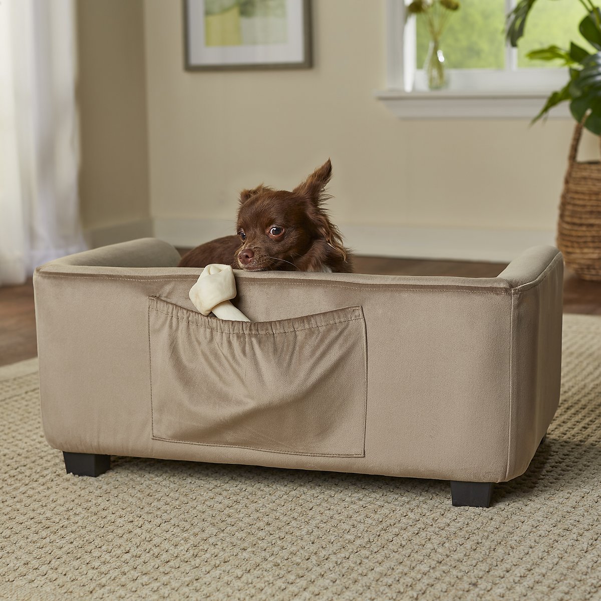 Enchanted Home Pet Surrey Cat and Dog Sofa Bed， Small (Beige)