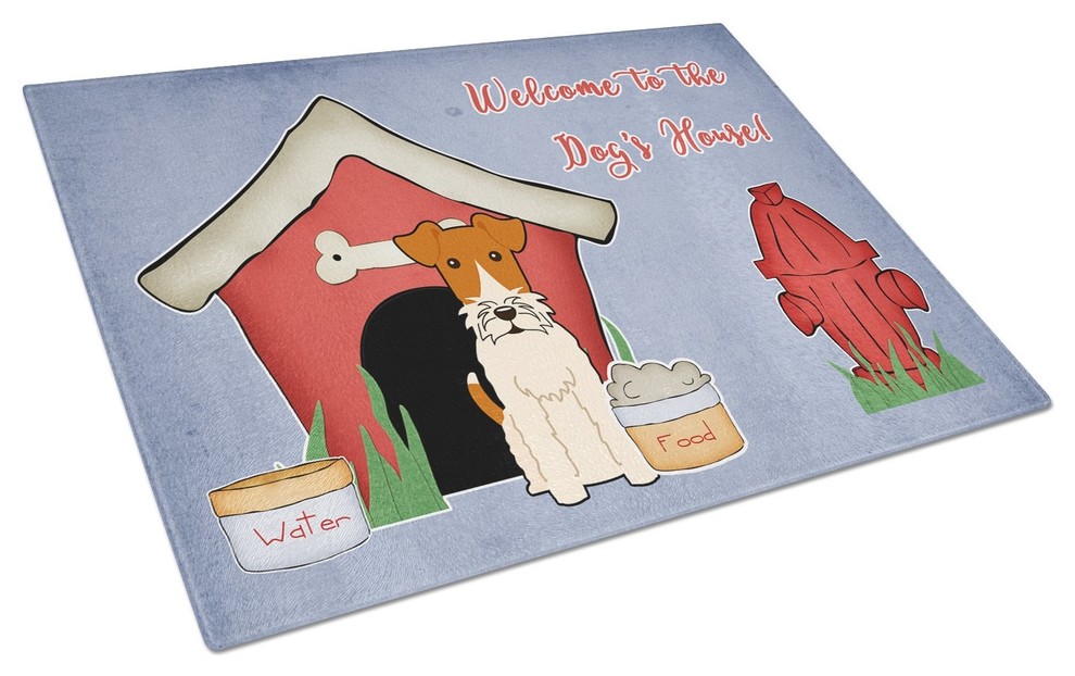 Dog House Collection Wire Fox Terrier Glass Cutting Board Large   Contemporary   Cutting Boards   by the store  Houzz