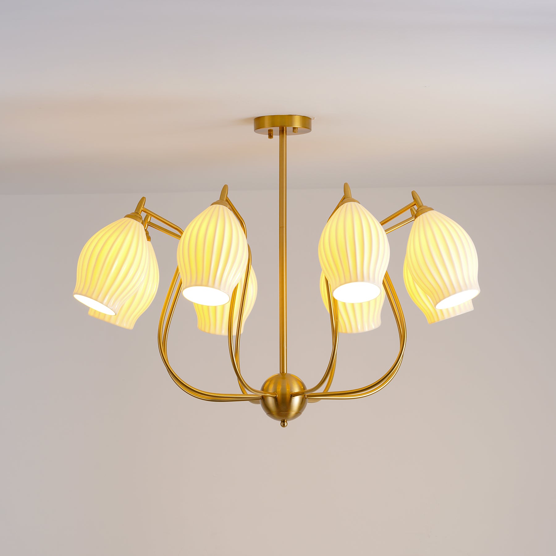 Ceramic Ribbed Chandelier