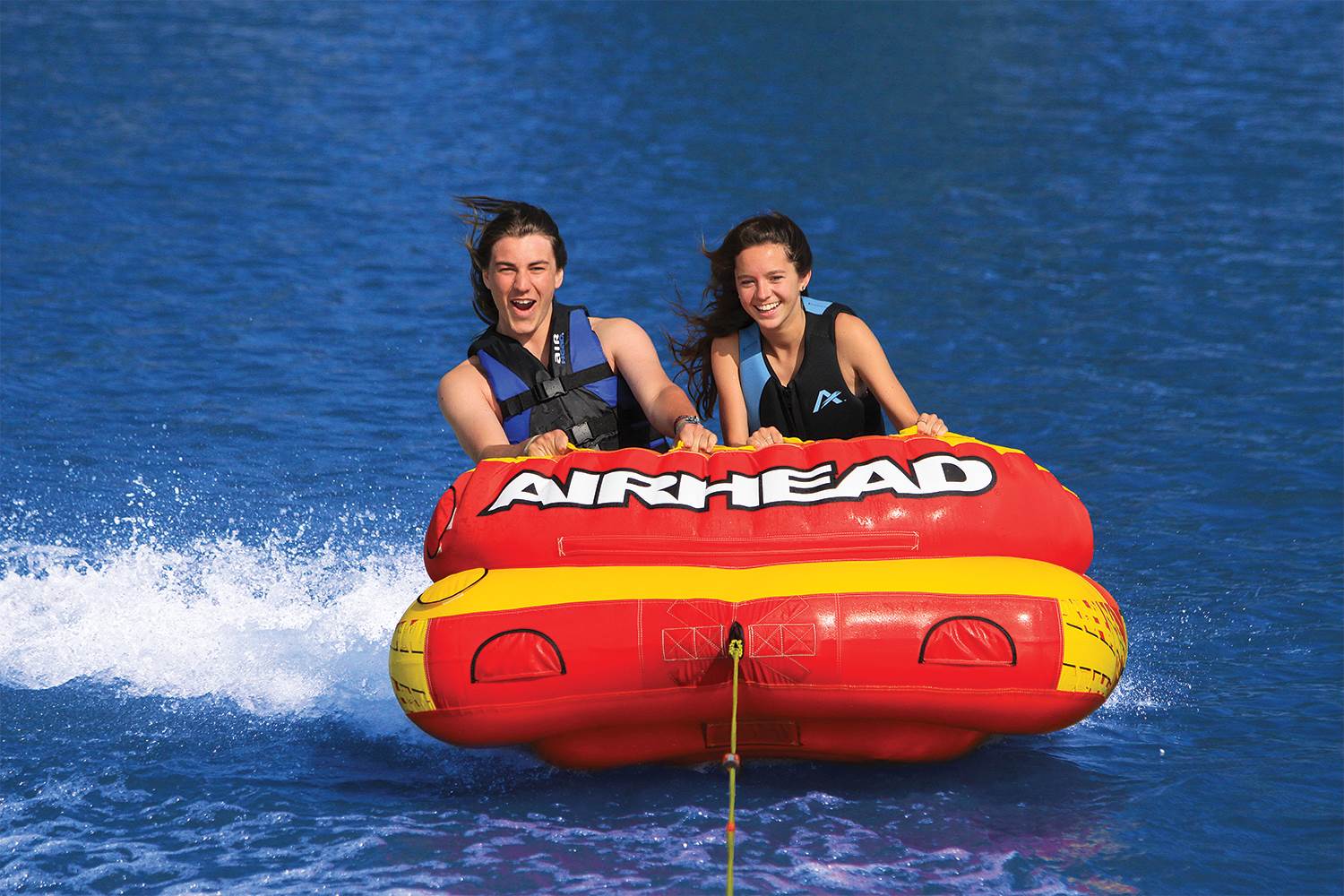 AIRHEAD AHLW-2 Live Wire 2 Inflatable 1-2 Rider Towable Tube + 50'/60' Tow Rope