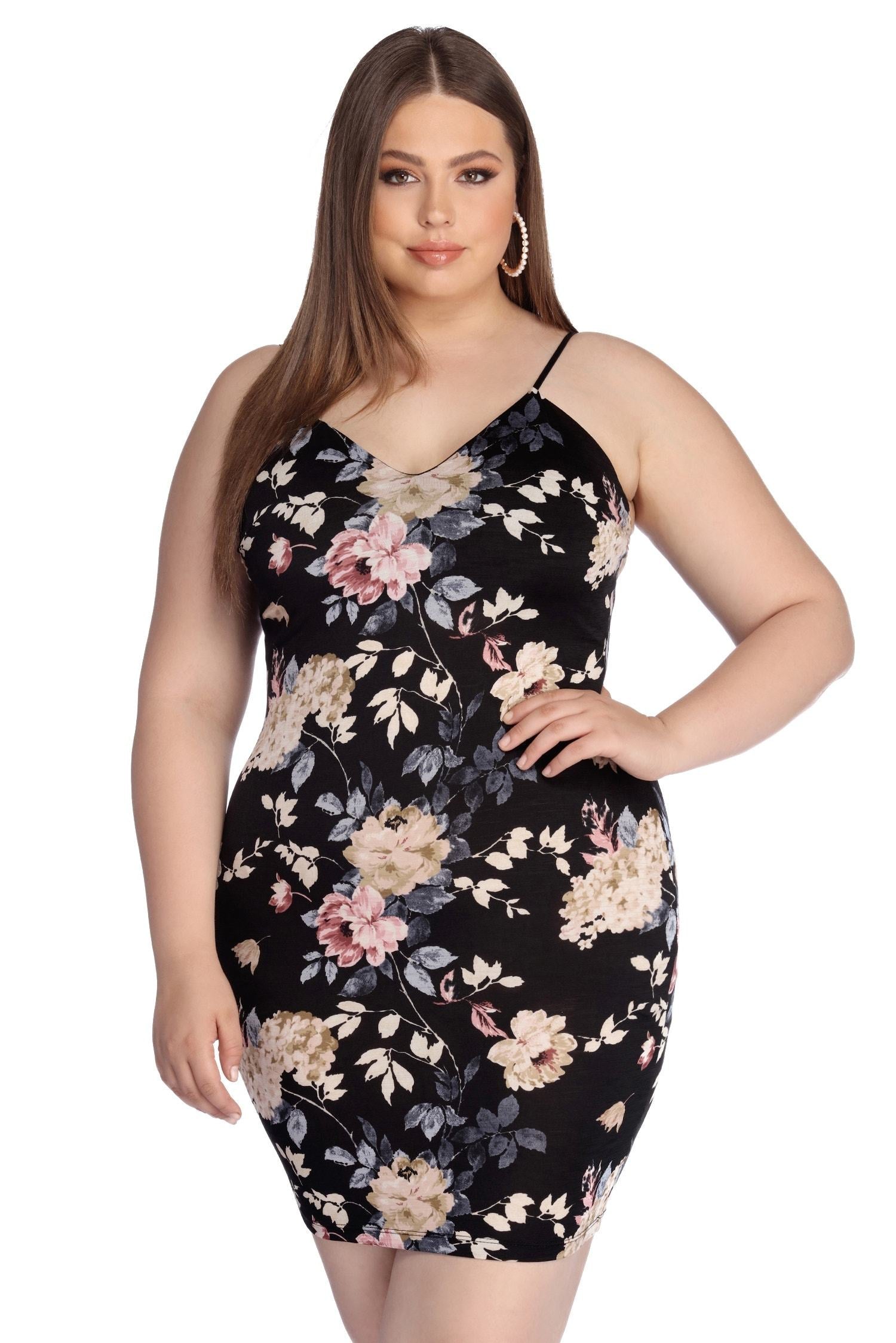 PLACEHOLDER - Plus Floral Fascination Midi Dress