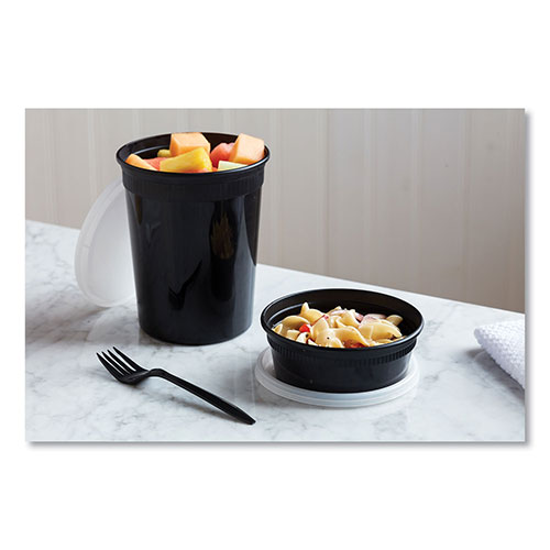 Pactiv Newspring DELItainer Microwavable Container | 8 oz， 4.55 x 4.55 x 1.8， Black