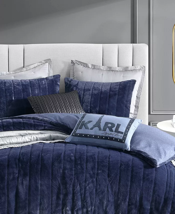 KARL LAGERFELD PARIS Soft and Warm Channel 3 Piece Comforter Set， Full Queen