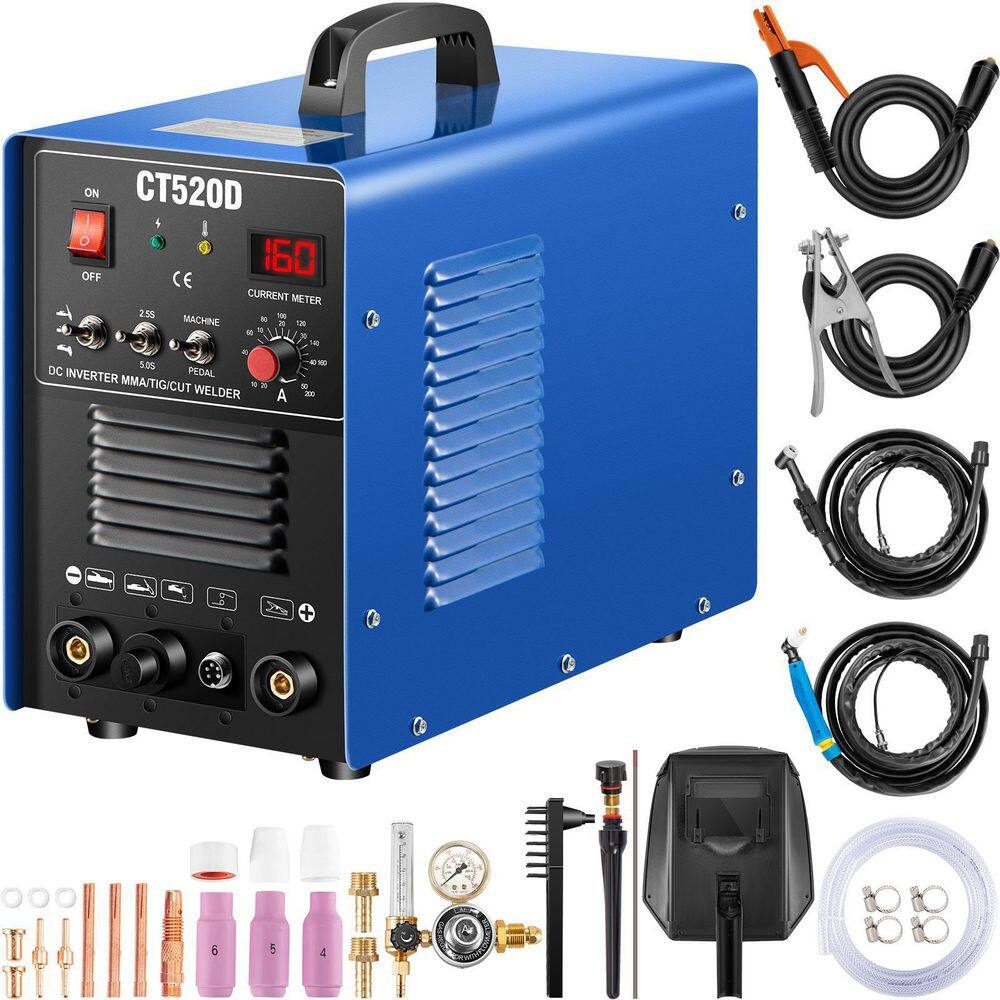 VEVOR 3 in 1 TIGMMACUT Welder 200 Amp Arc Welding Machine 110220-Volt Plasma Cutter CT520D 50 Amp with Clamp Cable CT520DSHYDHJ00000V4