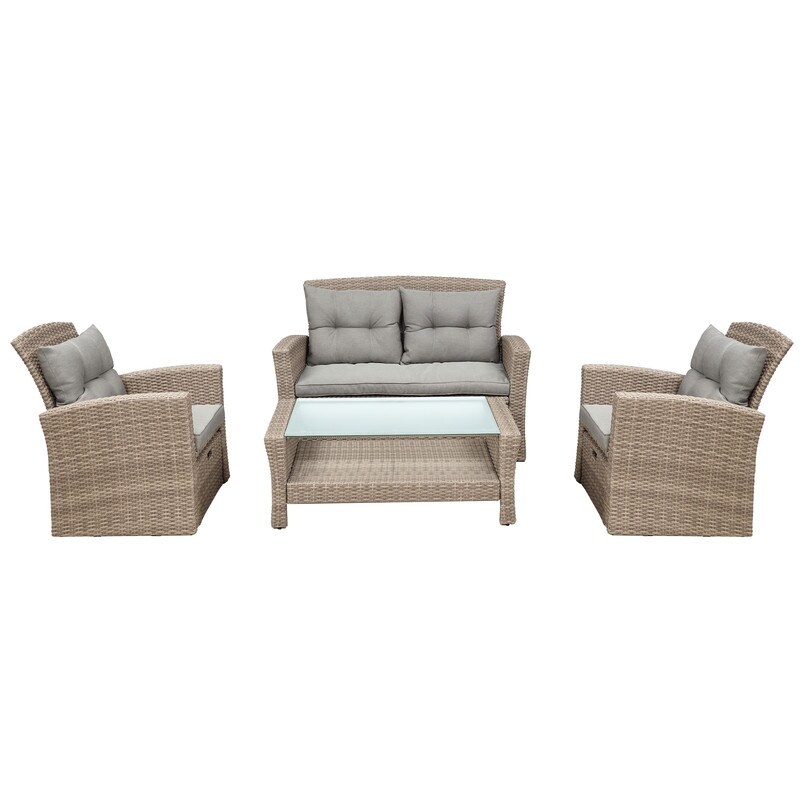 Outdoor  Weather Wicker 4 Piece Patio Furniture Set