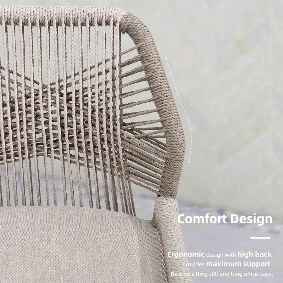 OPEN BOX I PURPLE LEAF Dining Table Chair of 2 Dry Wicker Weaving Modern Style