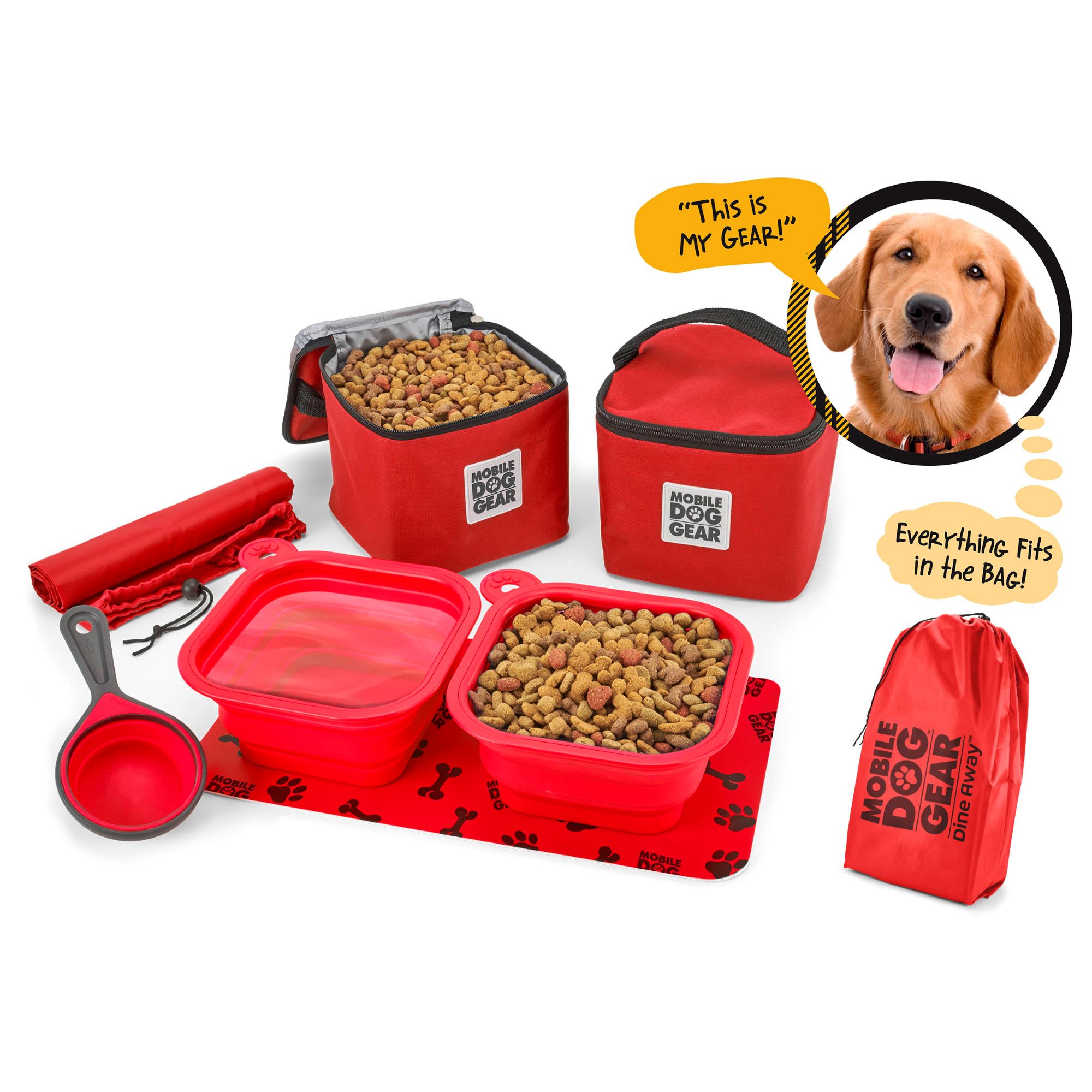 Mobile Dog Gear Red Dine Away Bag， Medium/Large