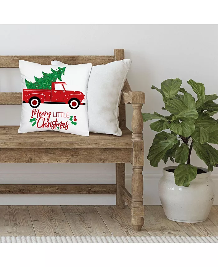 Big Dot of Happiness Merry Little Christmas Tree - Decor Cushion Case Throw Pillow Cover - 16 x 16 In