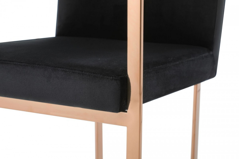 Black Rosegold Velvet Dining Chair   Contemporary   Dining Chairs   by HomeRoots  Houzz