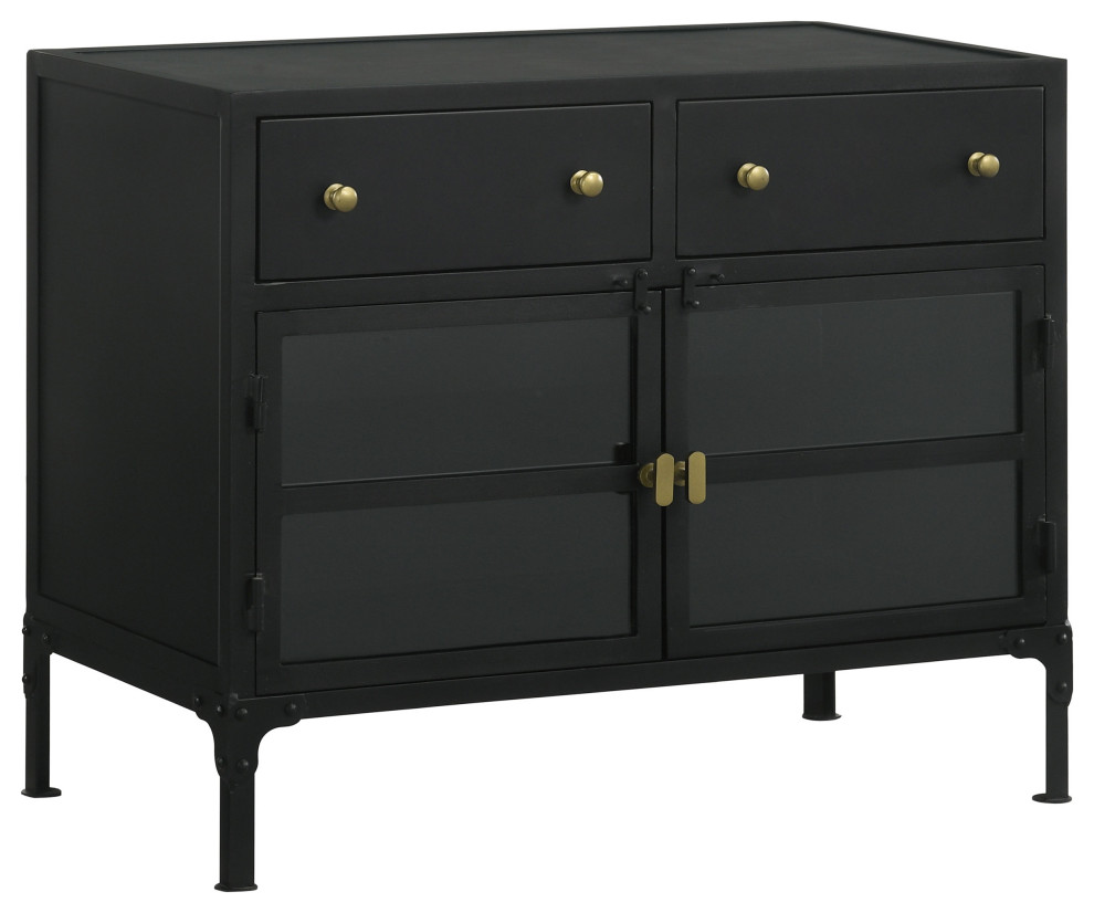 Sadler 2 drawer Accent Cabinet With Glass Doors Black   Modern   Accent Chests And Cabinets   by Modon  Houzz