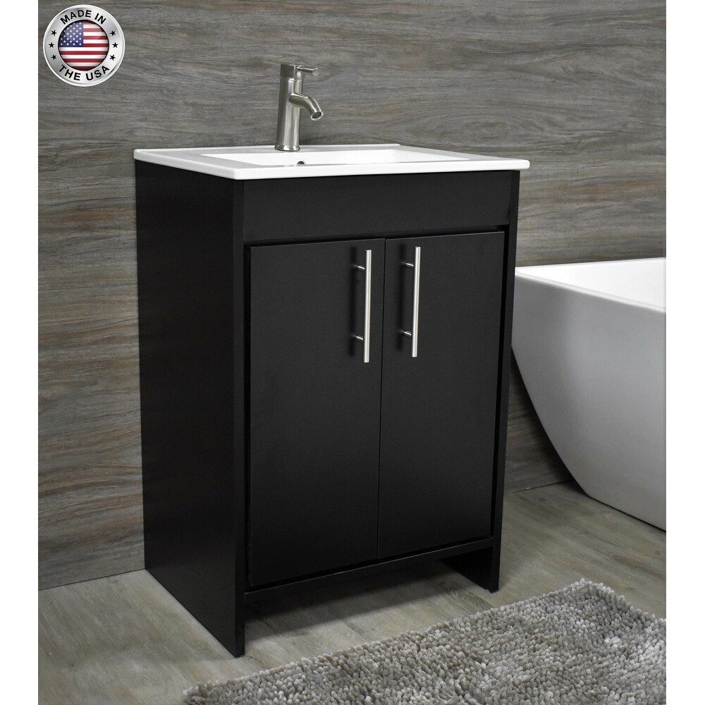 Volpa USA Villa 24 inch Black Freestanding Bathroom Vanity Set