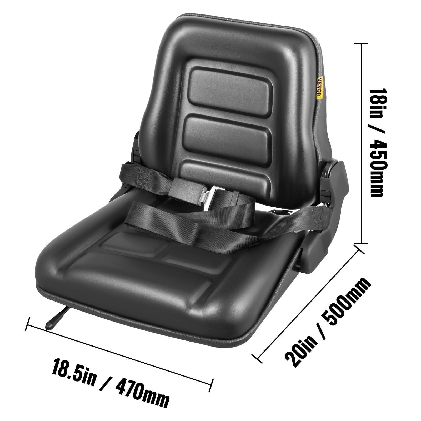 BENTISM Universal Forklift Seat PVC Tractor Seat AdjustableandFoldable W/ Seat Belt