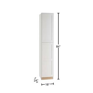 Home Decorators Collection Newport Assembled 18x84x24 in. Plywood Shaker Utility Kitchen Cabinet Soft Close Right in Painted Pacific White U182484R-NPW