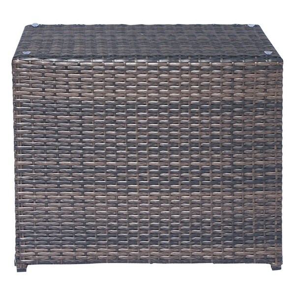 Rectangular Brown Wicker Outdoor Coffee Table，Fully Assembled Coffee Table，Top Material Glass