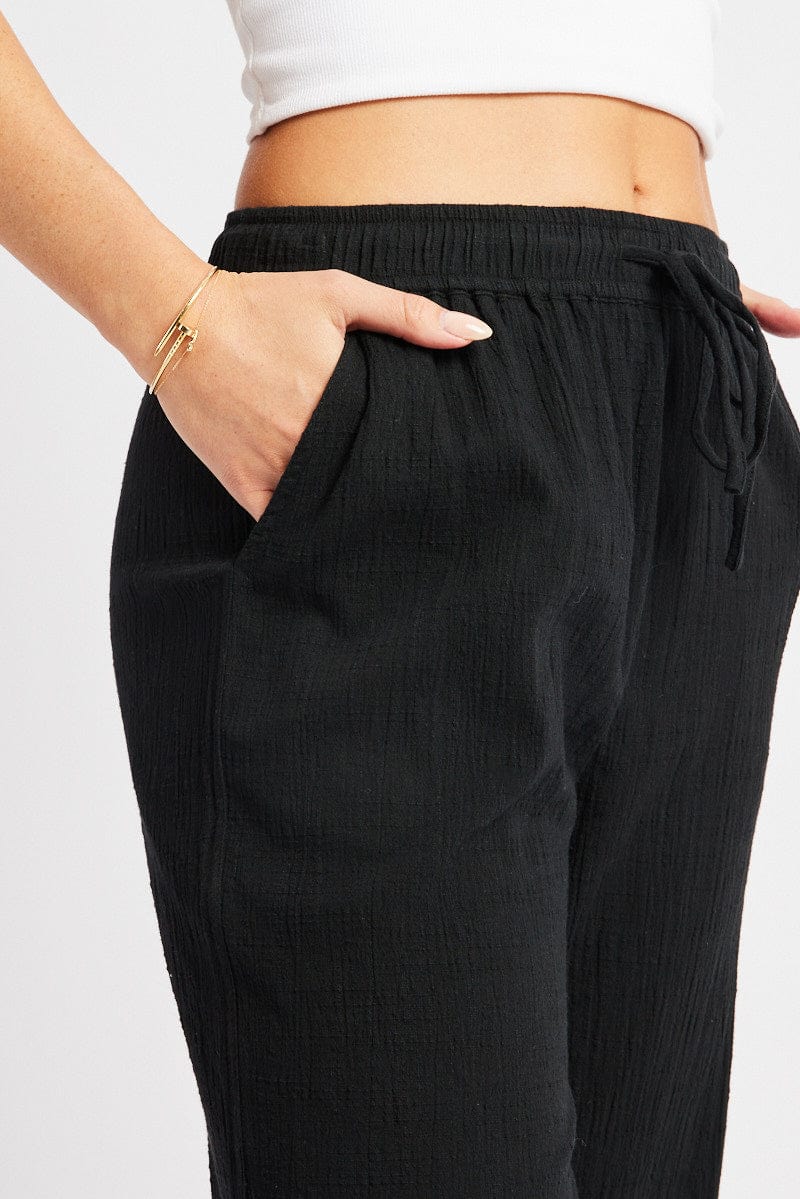 Black Wide Leg Pants High Rise