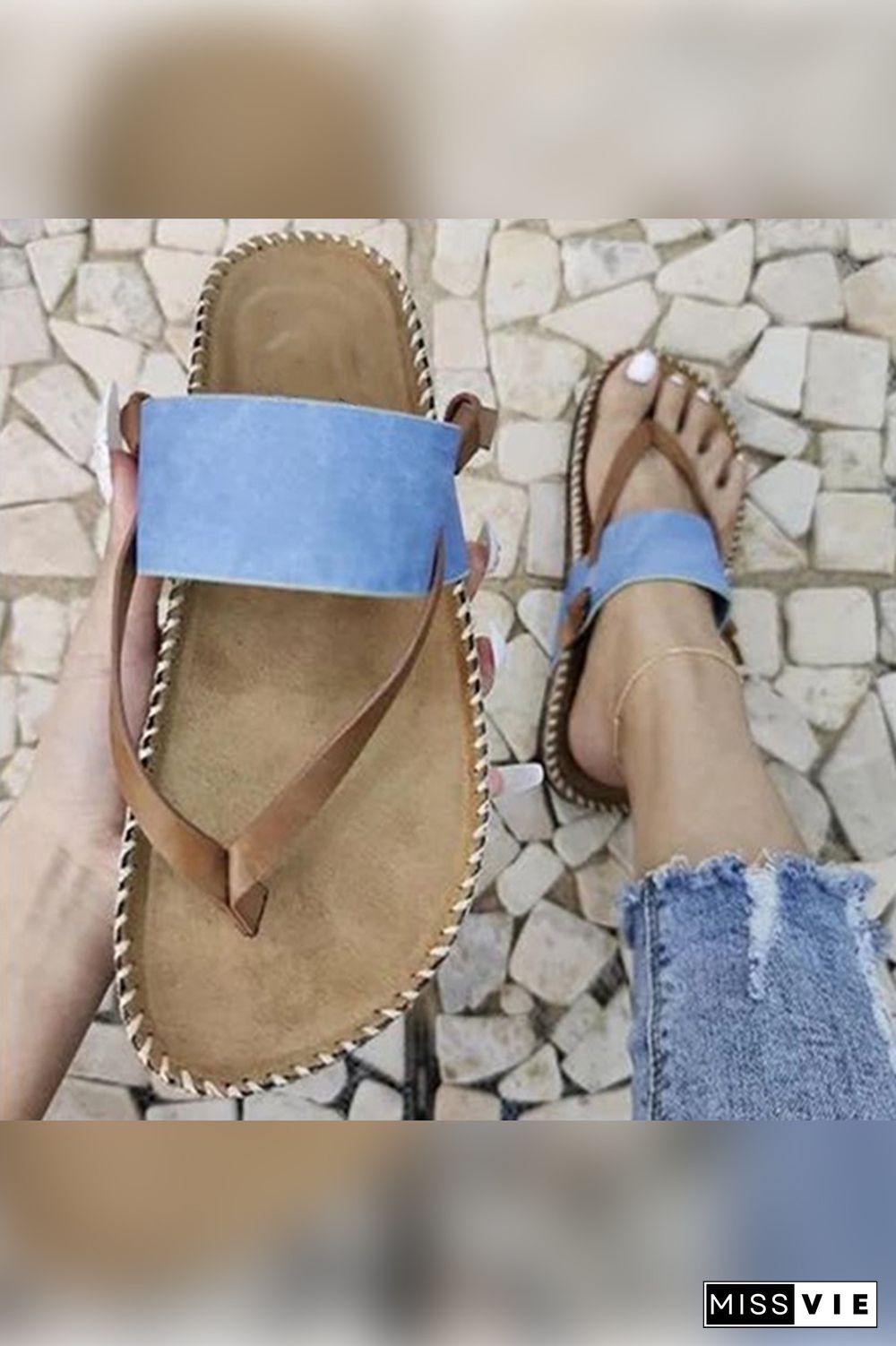 Summer Leather Flat Slippers