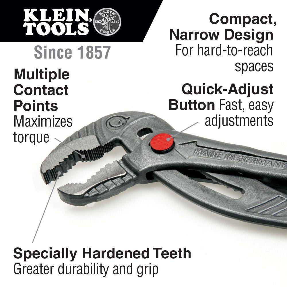 Klein Tools 10 in. Quick Adjust Klaw Pump Pliers D504-10B