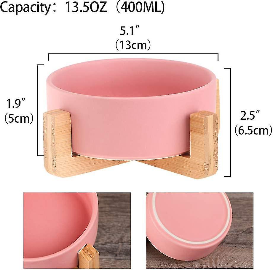 Pet Bowls For Dogs And Cats Ceramic Dog Cat Bowls Bamboo D - Dish Safe And Easy To Clean