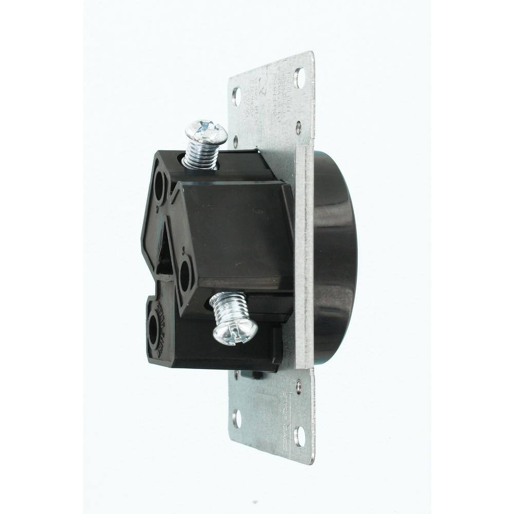 Leviton 30 Amp 125-Volt250-Volt Shallow Single Flush Mounted Outlet Black R30-05207-S10