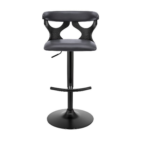 Adjustable Barstool with Curved Cut Out Wooden Back - 20 L X 20 W X 43 H Inches