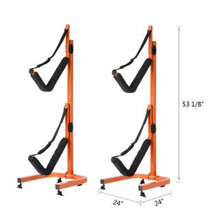 Double Kayak Storage Rack- Self Standing Dual Canoe Kayak Cradle Set with Adjustable Safety Strap 722294CNN