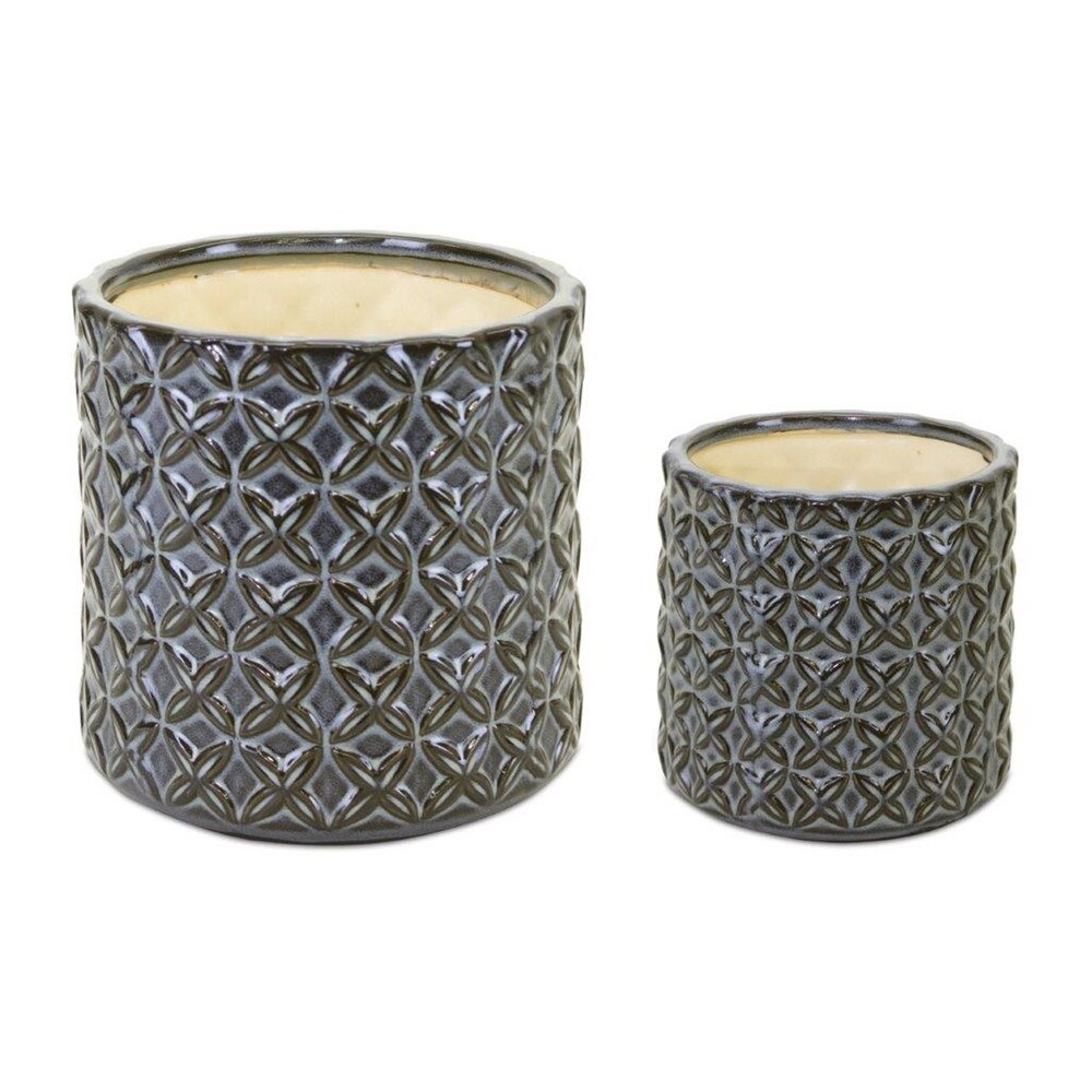 Geometric Pattern Ceramic Pot (Set of 2)