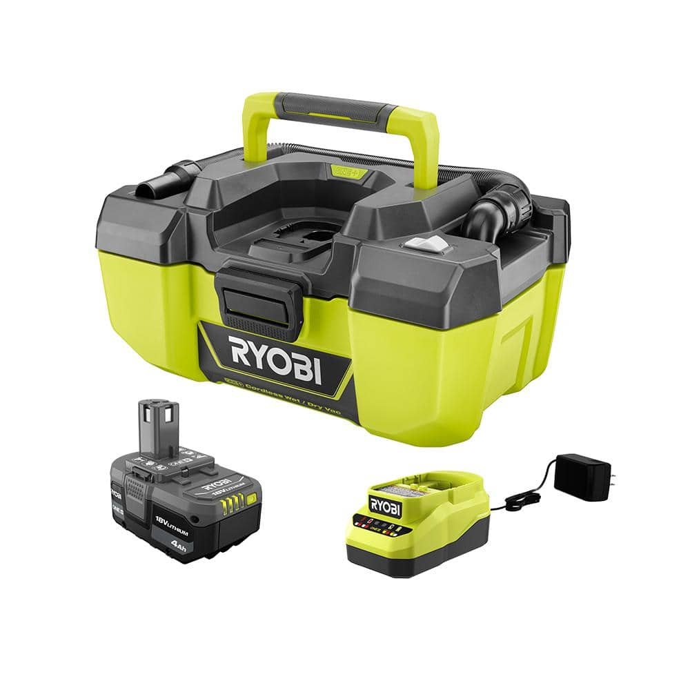 RYOBI ONE+ 18V Lithium-Ion Cordless 3 Gal. Project Wet/Dry Vacuum with Accessory Storage, 4.0 Ah Battery, and Charger P3240KN💝 Last Day For Clearance