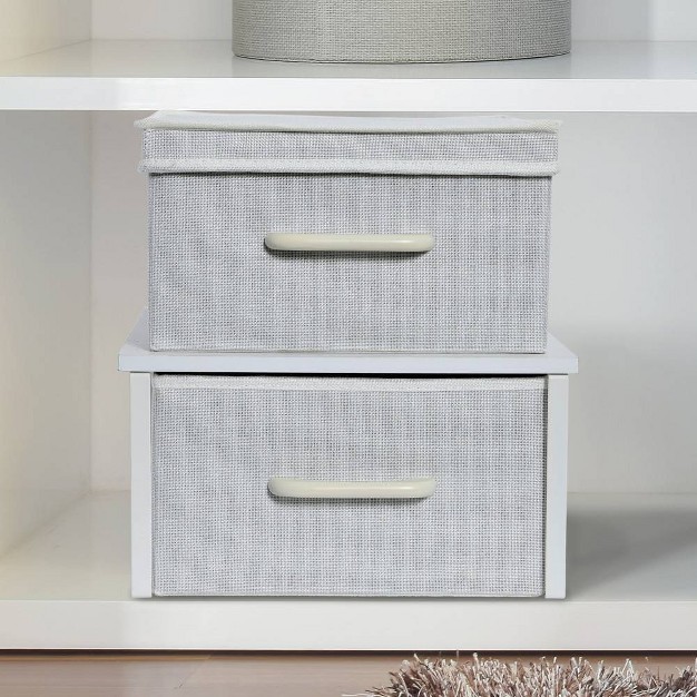 Household Essentials Stacking Storage Boxes With Laminate Top White