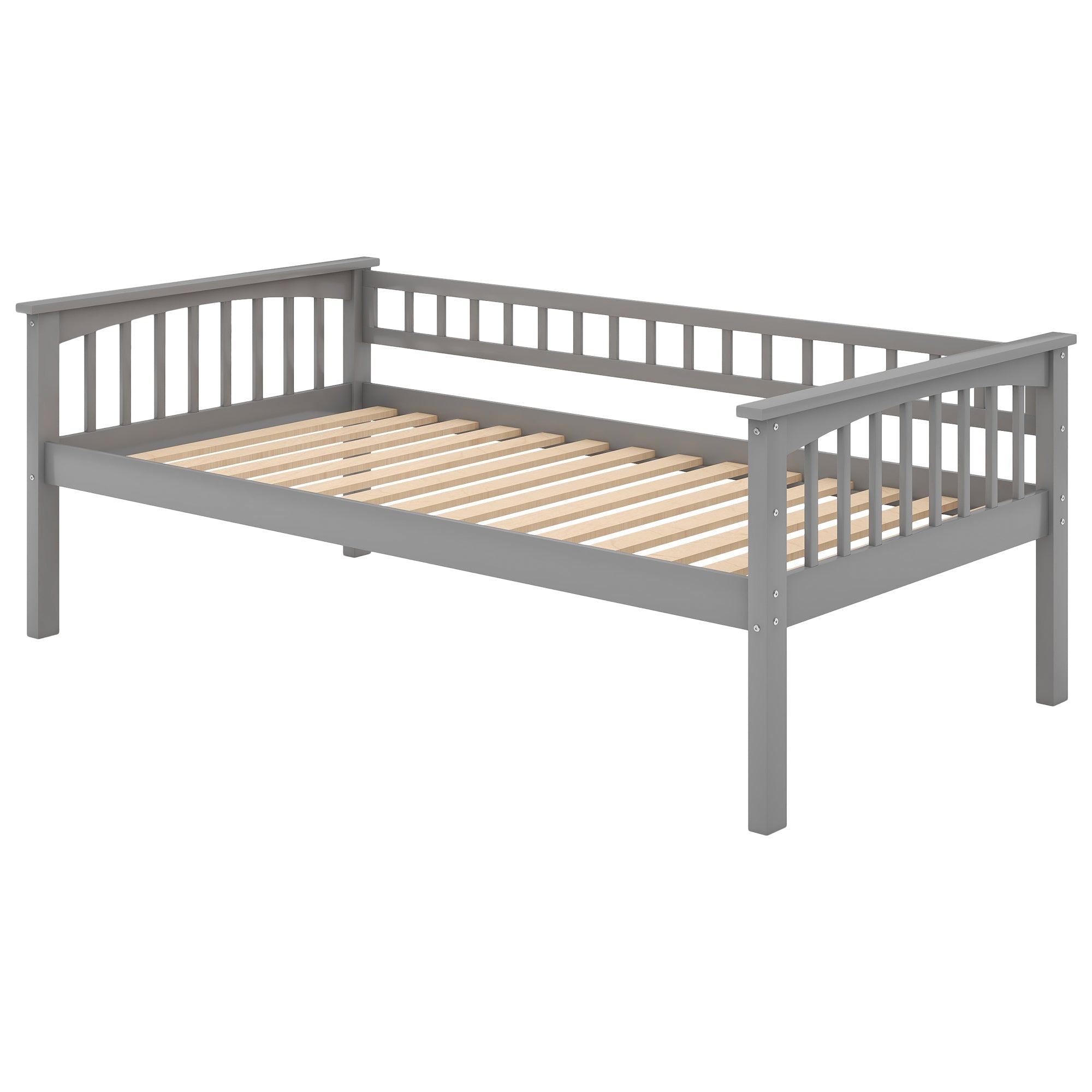 Euroco Pine Wood Bunk Bed With Storage, Twin-Over-Twin, Gray