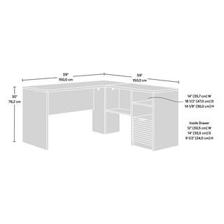 SAUDER 59 in. L-Shaped Grand Walnut 1 Drawer Secretary Desks with File Storage 426509