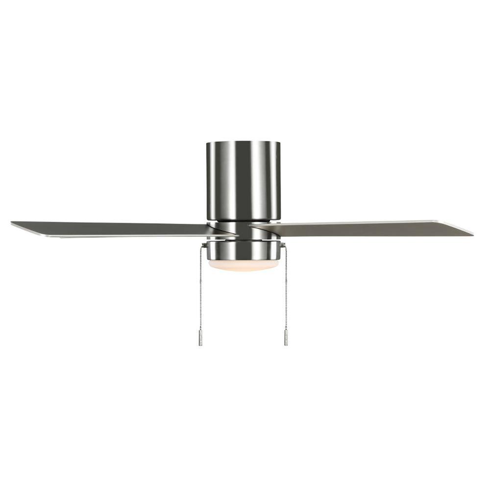 Hampton Bay Scenic 52 in. Integrated LED Indoor Brushed Nickel Hugger Ceiling Fan with Reversible Motor  Reversible Blades Included 92302