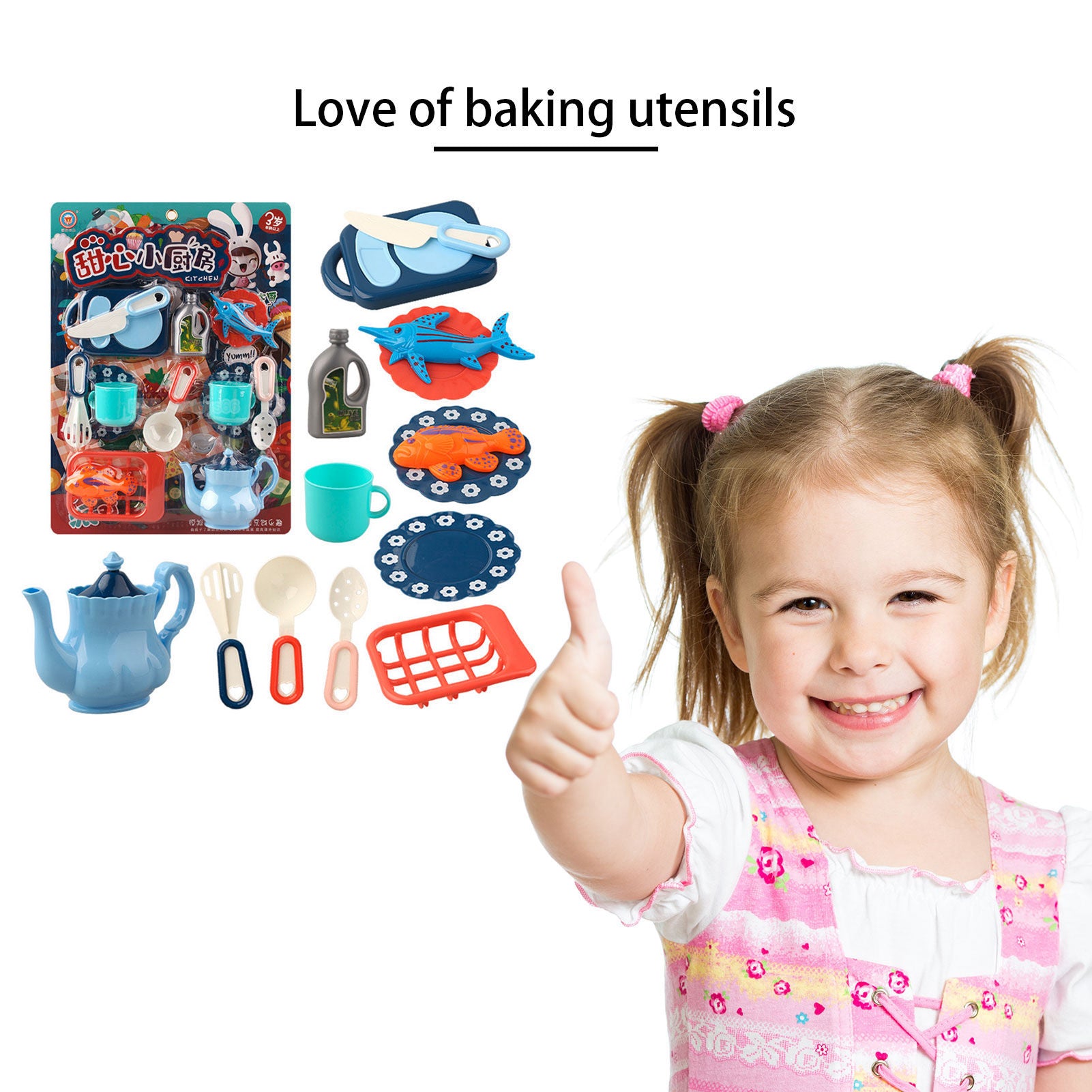 KABOER Cute Mini Kitchen Toy Set Tableware Kitchen Utensils Cooking