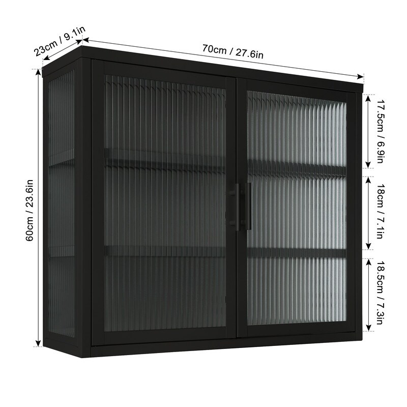 Modern Style Glass Door Wall Cabinet With Detachable Shelves