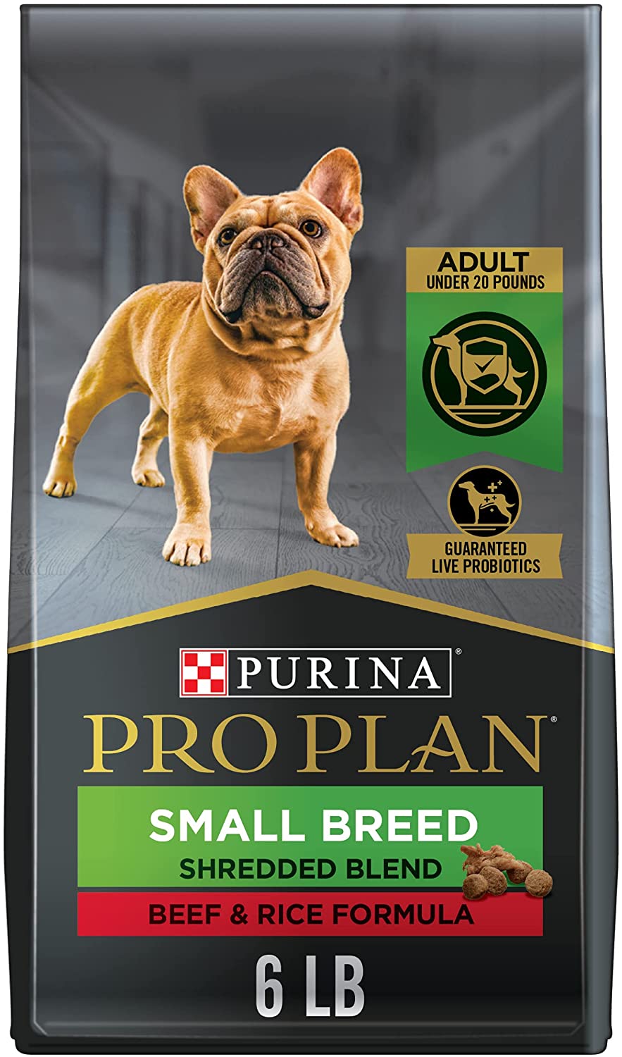 Purina Pro Plan Small Breed Shredded Formula Adult Dry Dog Food， NEW! Beef and Rice Shredded Blend 6 lb. Bag