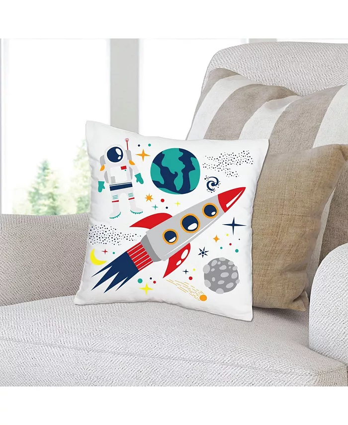 Big Dot of Happiness Blast Off to Outer Space - Decorative Cushion Case Throw Pillow Cover 16 x 16 In