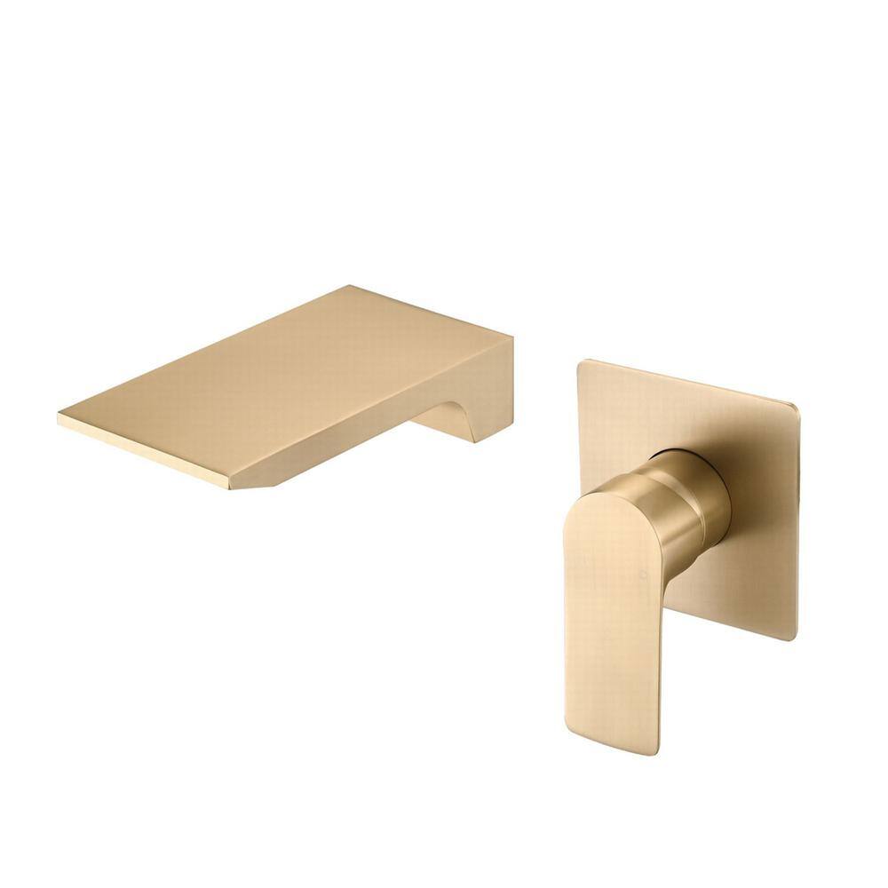 Satico Single-Handle Waterfall Spout Wall Mount Bathroom Sink Faucet in Brushed Gold SCBF121704