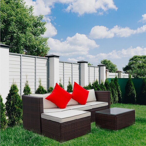 3 Piece Patio Sectional Wicker Rattan Outdoor Furniture Sofa Set - Overstock - 33809934