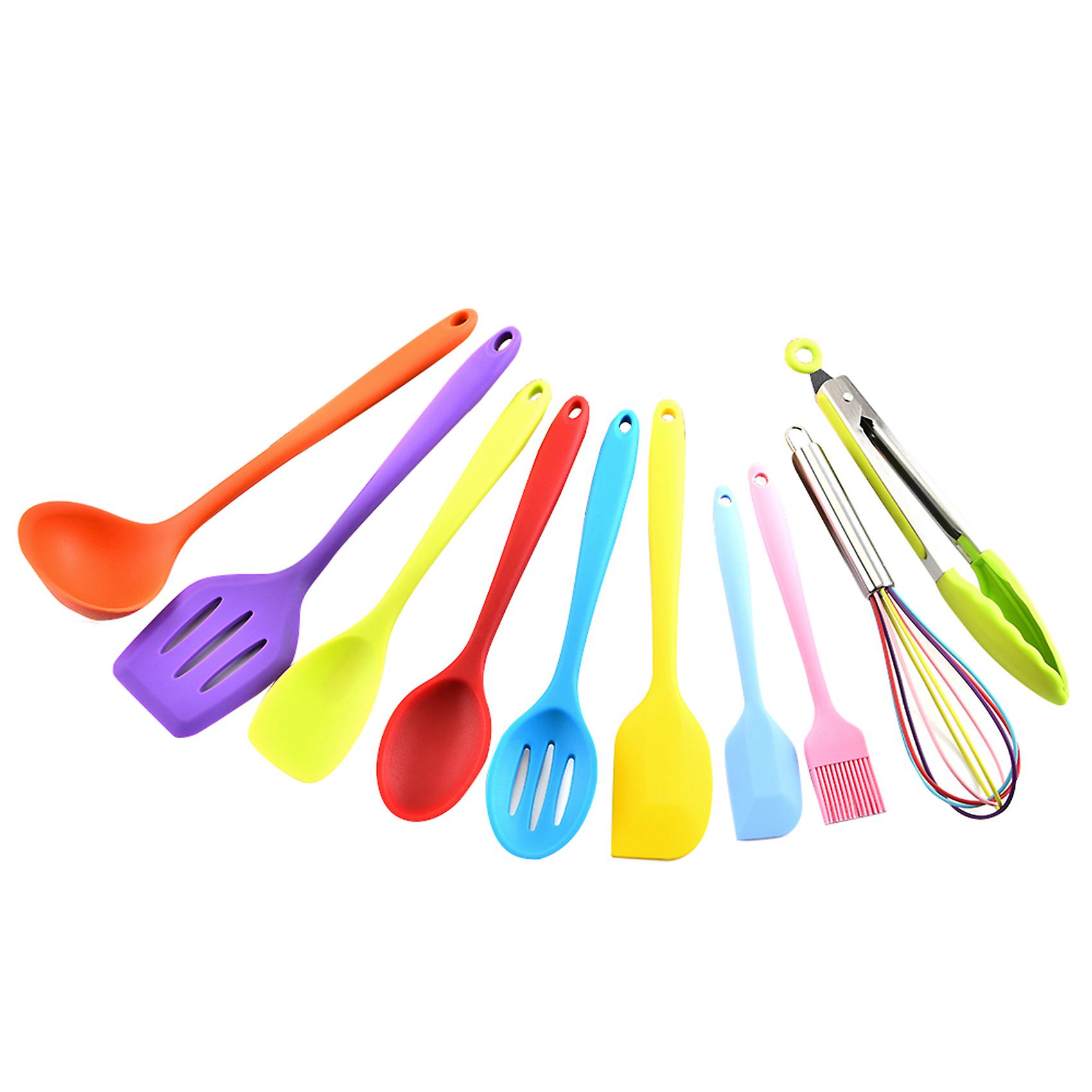 Multicolor Silicone Kitchen Utensil Set 10 Pcs Heat Resistant Non-stick Spoon Spatula Ladle Cooking Tools Dinnerware