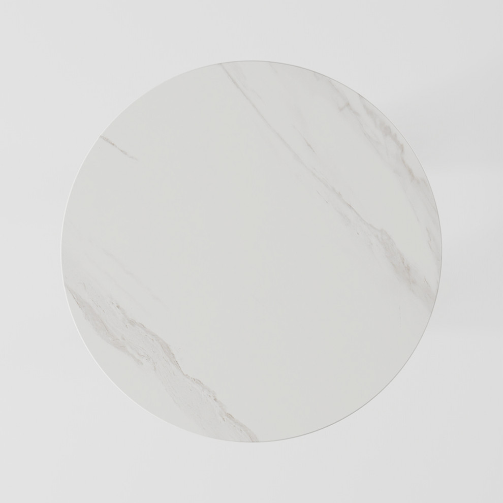 Modern Luxurious Round White Marble Stone Side Table X Base End Table   Contemporary   Side Tables And End Tables   by Homary International Limited  Houzz