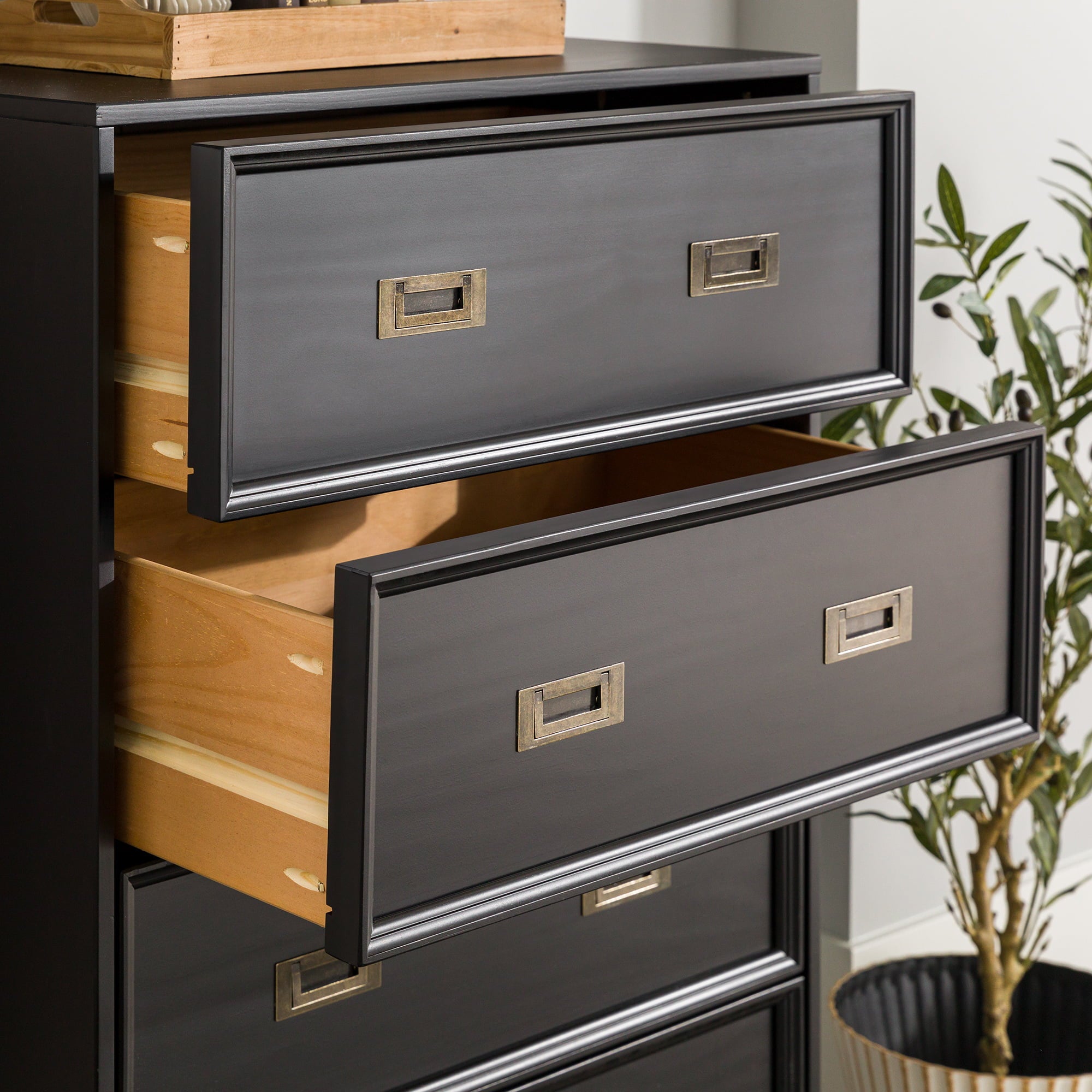 Manor Park Classic Modern Solid Wood 4-Drawer Dresser, Black