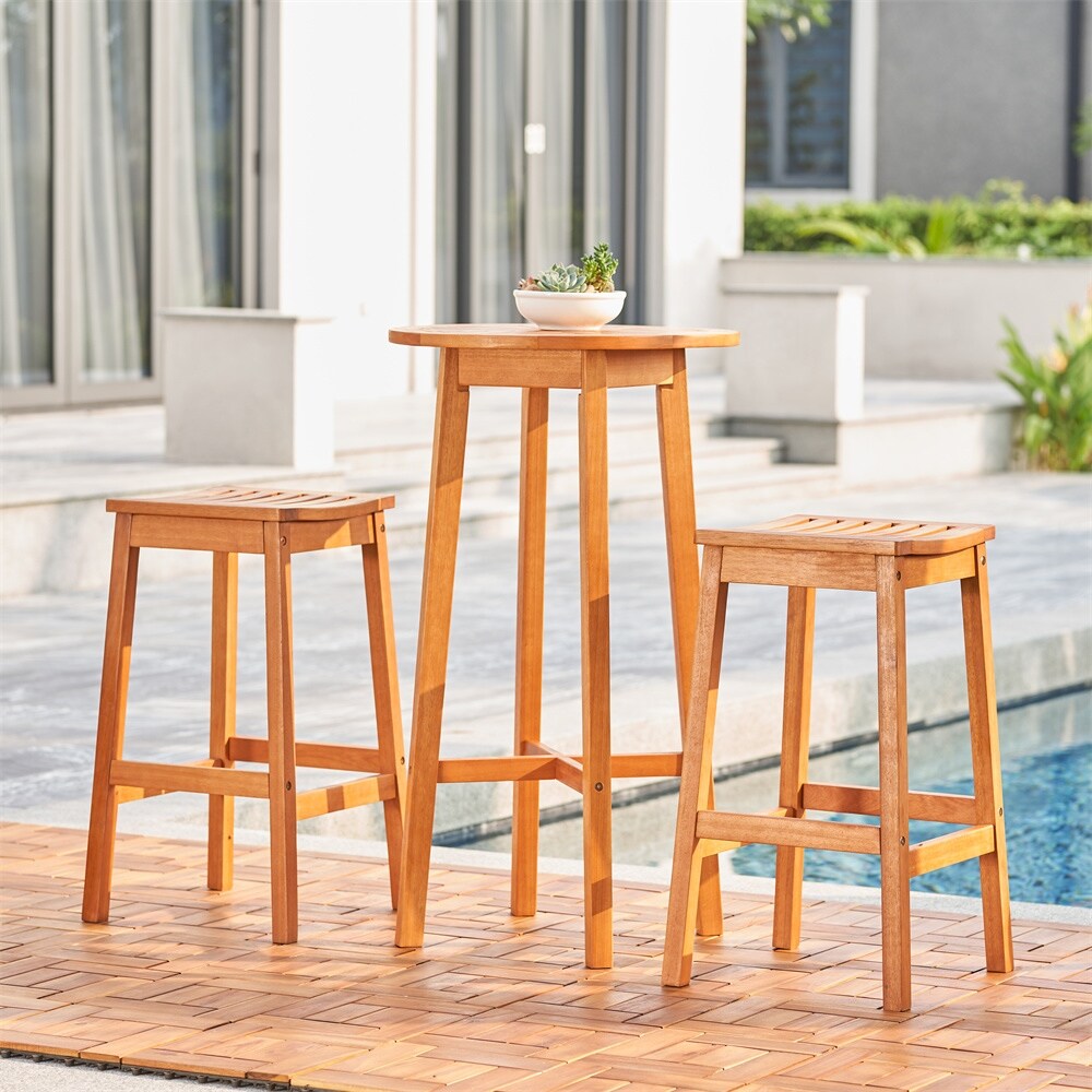 3-piece Nautical Eucalyptus Wodden Outdoor Bar Set - Overstock - 35870858