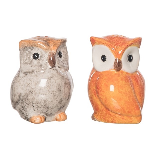 Transpac Dolomite 3 25 In Multicolor Harvest Sweet Owl Salt And Pepper Shakers Set Of 2