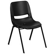 Emma and Oliver Green Ergonomic Shell Student Stack Chair - Classroom Chair / Office Guest Chair