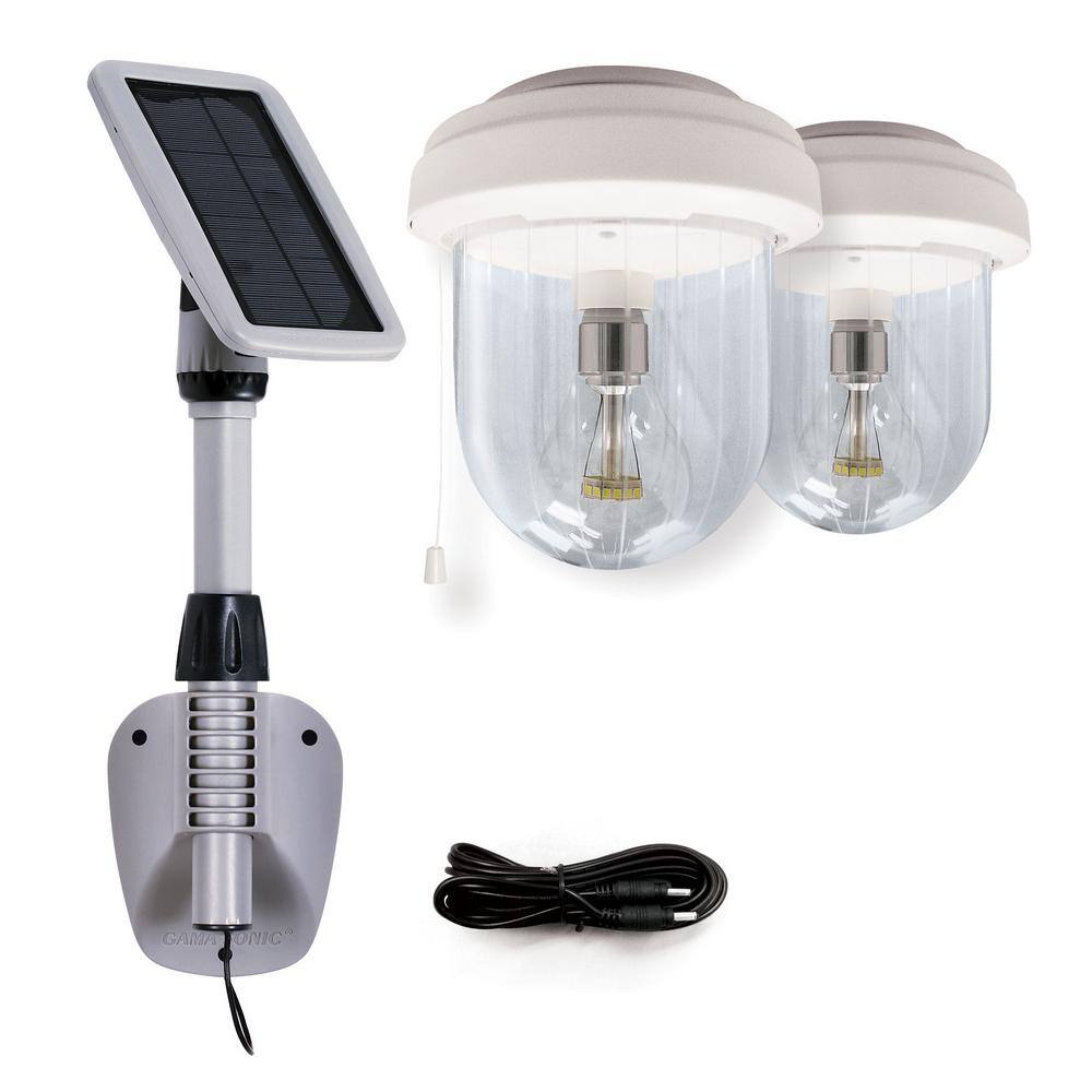 GAMA SONIC Light My Shed IV Solar Shed Light 67-Watt Equivalent 2-Light Integrated LED White Solar Area Light 6000K 16B02