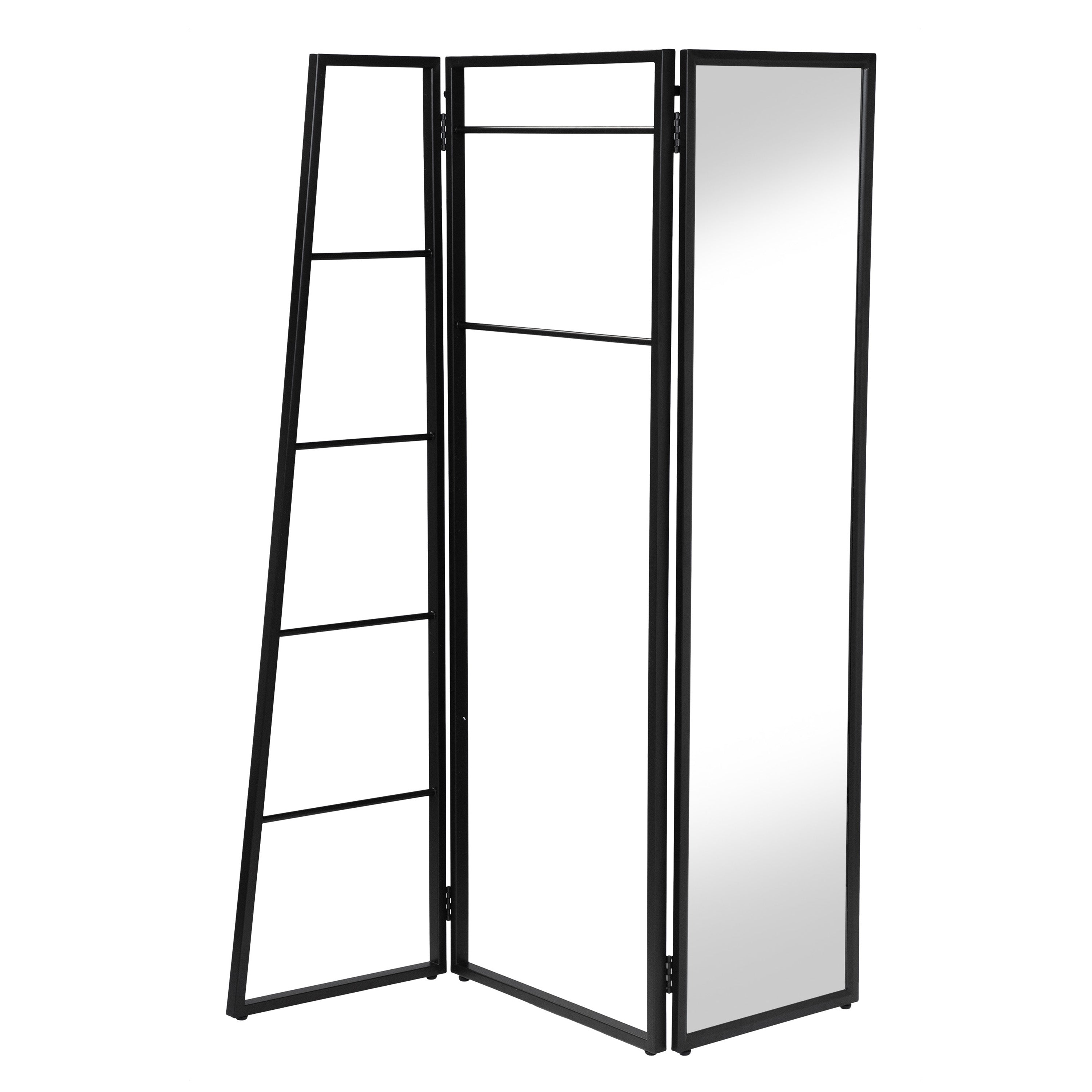 Furniture of America Wigo Metal Coat Stand with Mirror， Black