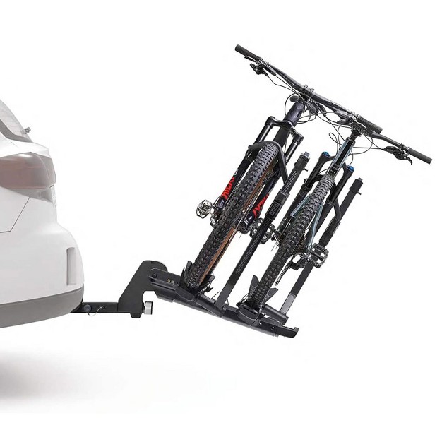 Yakima Stagetwo 1 25 Inch Premium 4 Bike Tiered Adjustable Tray Hitch Bike Rack Accommodates 52 Inches Wheelbases With Remote Tilt Lever And Sks Locks